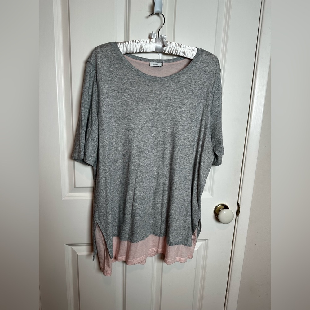 Vince Gray and Pink Short Sleeve Tee